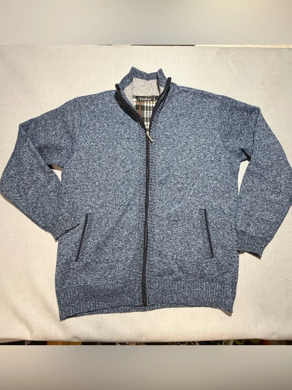 Yeokou cashmere wool blend full zip cardigan